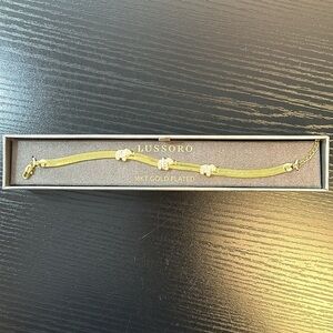 Lussoro 18KT Gold Plated Herringbone Elephant Crystal‎ Bracelet New
